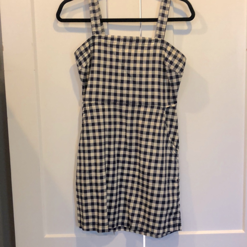 Express Navy checkered print dress
